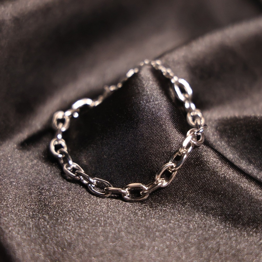 Silver Tone Oval Cable Chain Bracelet Adjustable Lobster Clasp Minimalist 8.5"